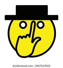 emoji Hat Touching Vector Line Filled Icon Design