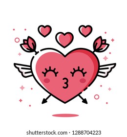 Emoji Heart Icon. The concept of a loving heart for Valentine's Day. Print with a cute valentine.