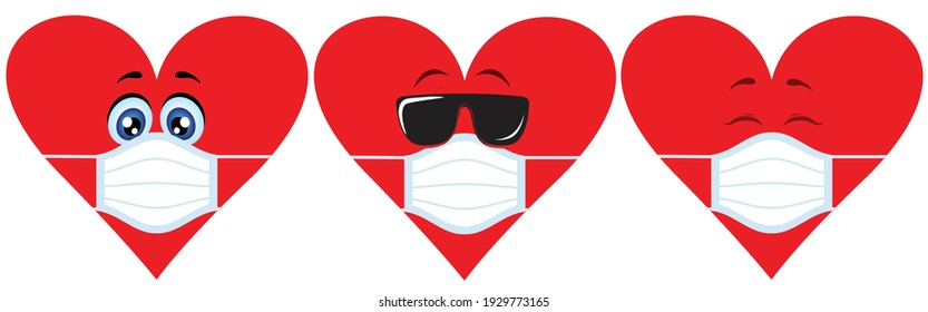 The emoji hearts with mask