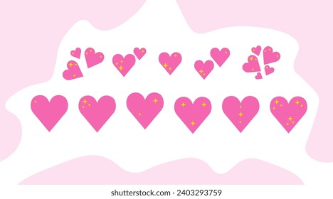 Emoji hearts with stars in y2k style set