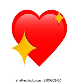 Emoji heart.Simple heart icon with a stars .Red heart.Sparkling heart.