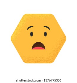 Emoji Hexagon Silhouette Cute Surprised Emoticon. Illustration Vector Yellow Hexagon