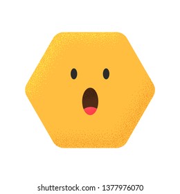 Emoji Hexagon Suprised Yellow Vector Illustration