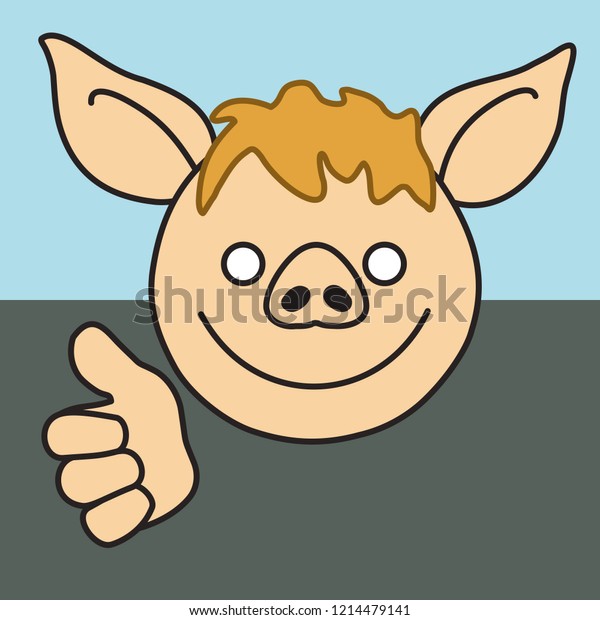 emoji\
with hitchhiking pig traveler that is asking driver for a free ride\
in his car by thumbing or using thumbs up gesture, character\
traveling by autostop, simple hand drawn\
emoticon