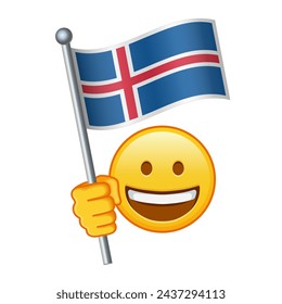 Emoji with Iceland flag Large size of yellow emoji smile