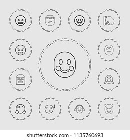Emoji icon. collection of 13 emoji outline icons such as crazy emot, angry emot. editable emoji icons for web and mobile.