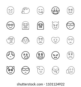 Emoji icon. collection of 25 emoji outline icons such as cool emot in sunglasses, emot in love, dollar smiley. editable emoji icons for web and mobile.