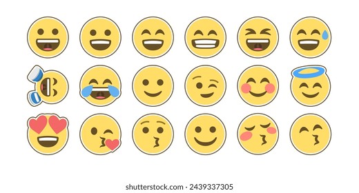 Colección de iconos Emoji - Parte 01. Vector Emoji. Icono colorido. Vector de iconos. Diseño de iconos