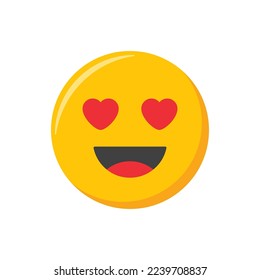 Emoji icon. Happy face, in love Emoticon vector illustration.