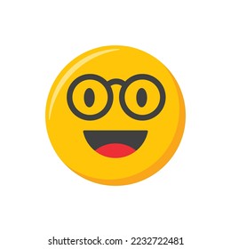 Emoji icon. Happy and smiling face emoticon vector illustration.