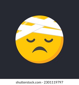 Emoji icon. Hurt injured face emoticon, vector illustration.