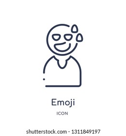 emoji icon from people outline collection. Thin line emoji icon isolated on white background.