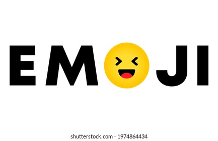 Emoji icon. Poster with text world emoji day. Banner for greeting card, logo, stamp or banner. Vector EPS 10