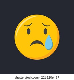Emoji icon. Sad and crying emoticon, vector illustration.