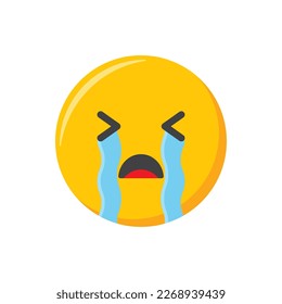 Emoji icon. Sad and crying emoticon, vector illustration