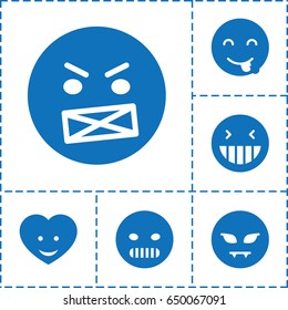 Emoji icon. set of 6 emoji filled icons such as laughing emot, angry emot