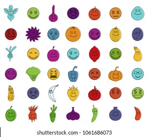 Emoji icon set. Color outline set of emoji vector icons for web design isolated on white background