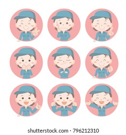 Emoji icon set - Factory worker