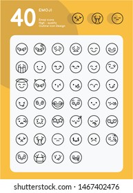 Emoji icon set. High - quality. Outline icon design. 