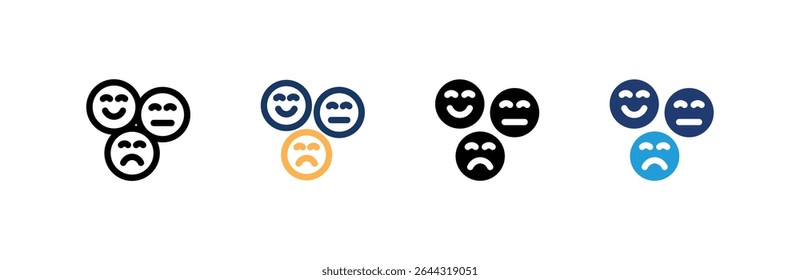 Ícone de emoji define várias coleções de estilos. Ilustração vetorial.