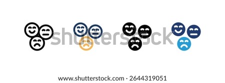 Emoji icon set multiple style collection. Vector illustration.