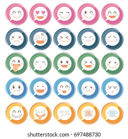 Emoji Icon set round shape type / Vector image of Internet material 25 type