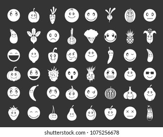 Emoji icon set vector white isolated on grey background 