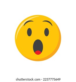 Emoji icon. Shocked face, scared emoticon vector illustration.