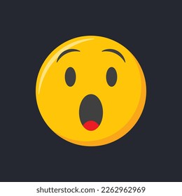 Emoji icon. Shocked face, scared emoticon vector illustration.