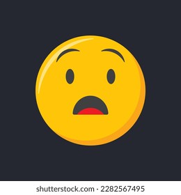 Emoji icon. Shocked face, scared emoticon vector illustration.