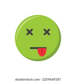 Emoji icon. Sick face, ill emoticon, vector illustration