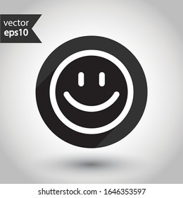 Emoji icon. Smile icon. Happy smile vector sign. Smile face symbol. Round icon design with shadow