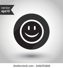 Emoji icon. Smile icon. Happy smile vector sign. Smile face symbol. Round icon design with shadow