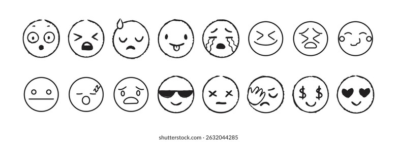 Emoji icon symbol. Smiley emoticons vector set. Vector flat icons for social media. Illustration eps 10