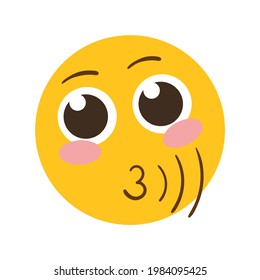 Emoji icon with a whistle image. Vector illustration.
