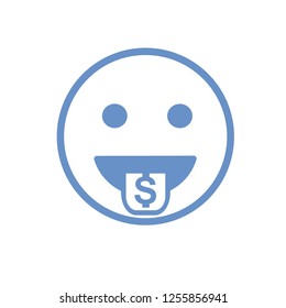 Emoji Icon,emoji Tongue Out With Sign Money On Tongue.emoji In Blue Color