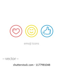 emoji icons, linear signs isolated on white background - editable vector illustration eps10