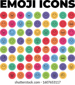 emoji icons outlined in colored round background circles
