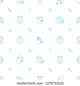 emoji icons pattern seamless white background. Included editable line sick emot, party emot, vomiting emot, graduate emoji, sweating emot icons. emoji icons for web and mobile.