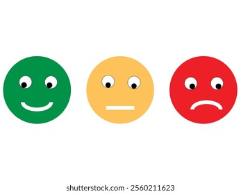 emoji icons, rating emoji set in red, green and yellow, feedback emoticons collection. emoji's icon symbols. Excellent to poor feedback emoji.