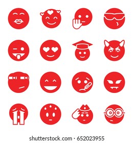 Emoji icons set. set of 16 emoji filled icons such as laughing emot