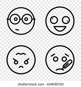 Emoji icons set. set of 4 emoji outline icons such as crazy emot