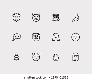 Emoji icons. Set of animal emoji, cute cat and anime kawaii vector sign symbols. Vector illustration of man emoticons set for logo web mobile design.