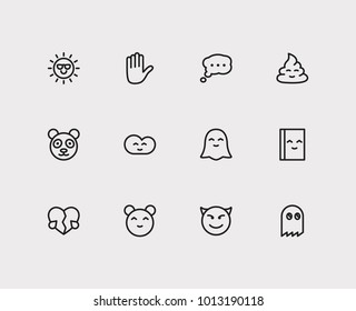 Emoji icons. Set of bubble emoji, broken heart love, cartoon character panda vector sign symbols. Vector illustration of man emoticons set for logo web mobile design.