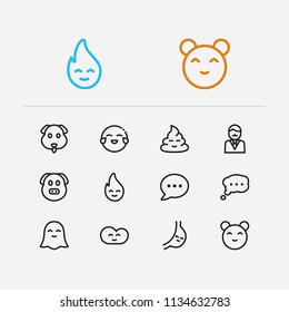 Emoji icons. Set of bubble emoji, business cartoon and happy cloud vector sign symbols. Vector illustration of talk emoticons set for logo web mobile design.