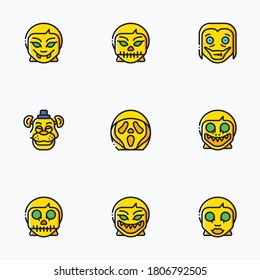 Emoji icons set color with white background - vector