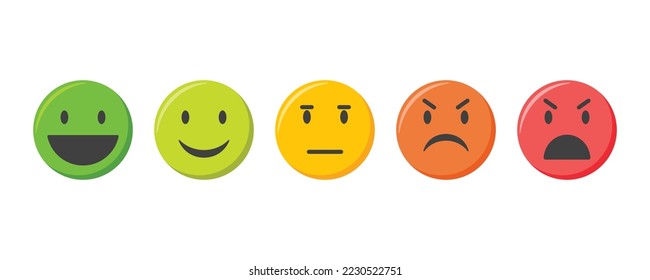 Emoji icons set. Customer service satisfaction rating emoticons collection, vector illustration.