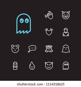 Emoji icons. Set of cute cactus emoji, emoji fire and bubble emoji vector sign symbols. Vector illustration of natural emoticons set for logo web mobile design.