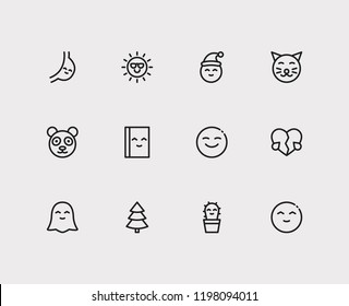 Emoji icons. Set of cute cactus emoji, book cute read and human anatomy vector sign symbols. Vector illustration of party emoticons set for logo web mobile design.