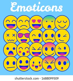 Emoji icons set. Emoticon for messenger, social media, web. Flat design. Vector illustration